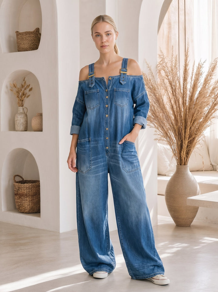 Bronte™ – Wide-Leg Denim Jumpsuit