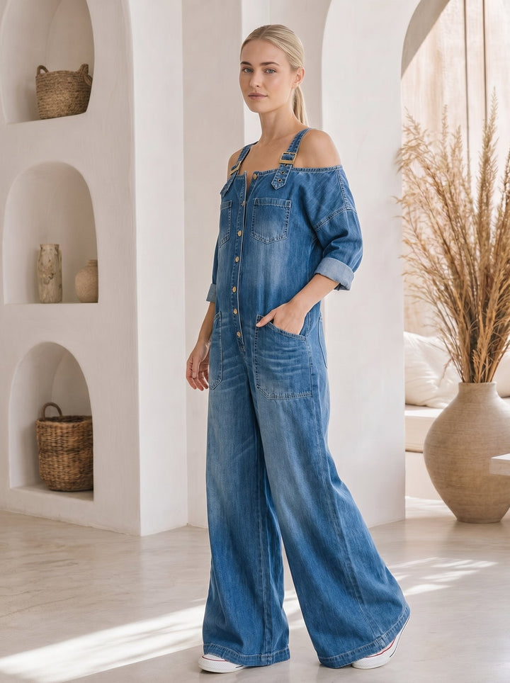 Bronte™ – Wide-Leg Denim Jumpsuit