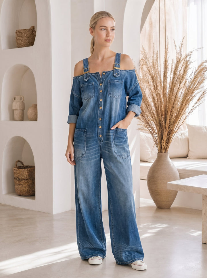 Bronte™ – Wide-Leg Denim Jumpsuit