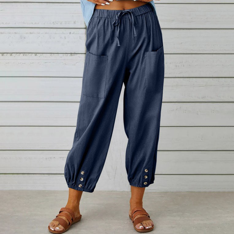 Lidia - Wide-Leg Cotton-Linen Trousers