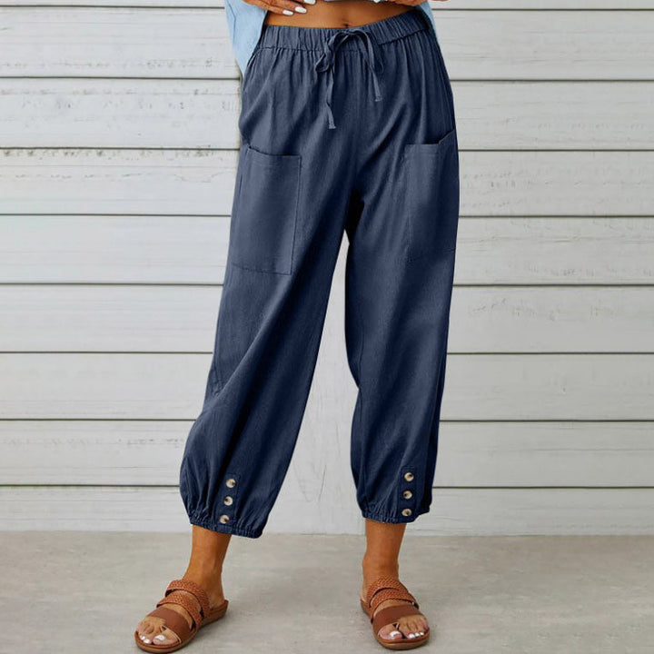 Lidia - Wide-Leg Cotton-Linen Trousers