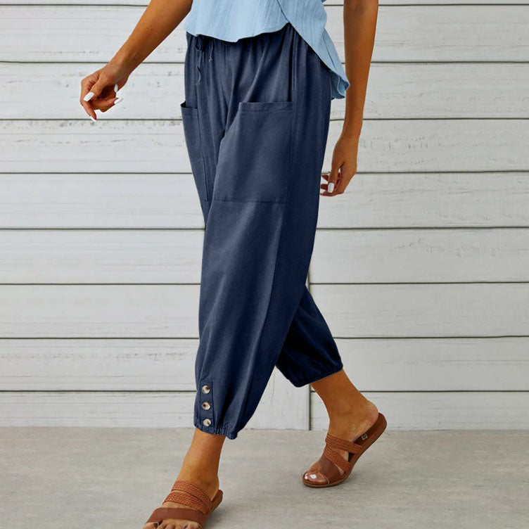 Lidia - Wide-Leg Cotton-Linen Trousers