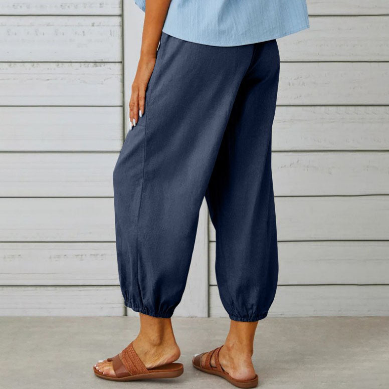 Lidia - Wide-Leg Cotton-Linen Trousers