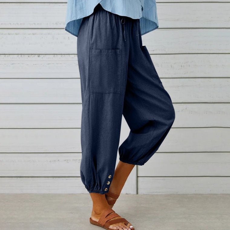 Lidia - Wide-Leg Cotton-Linen Trousers
