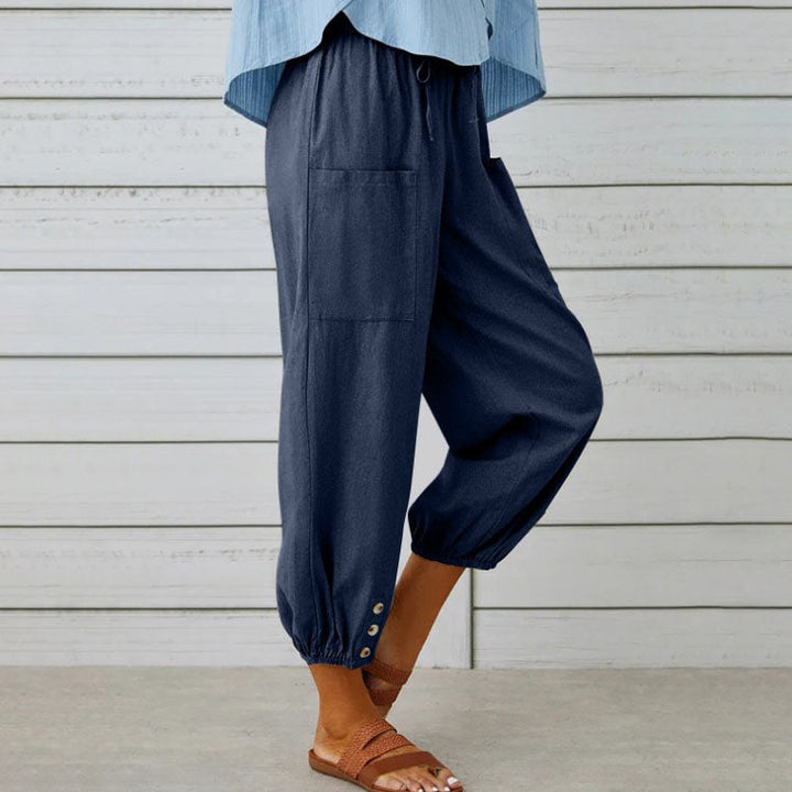 Lidia - Wide-Leg Cotton-Linen Trousers